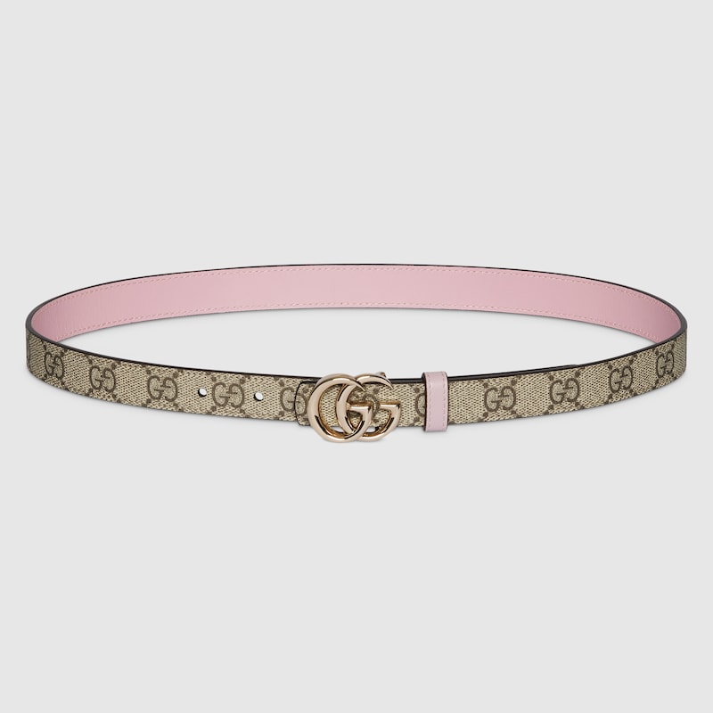 Gucci Reversible Gg Marmont Thin Belt In Brown