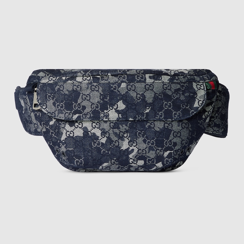 Gucci Gg Denim Large Belt Bag In Gray