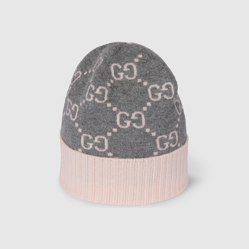 Gucci Gg Cashmere Jacquard Hat In Gray