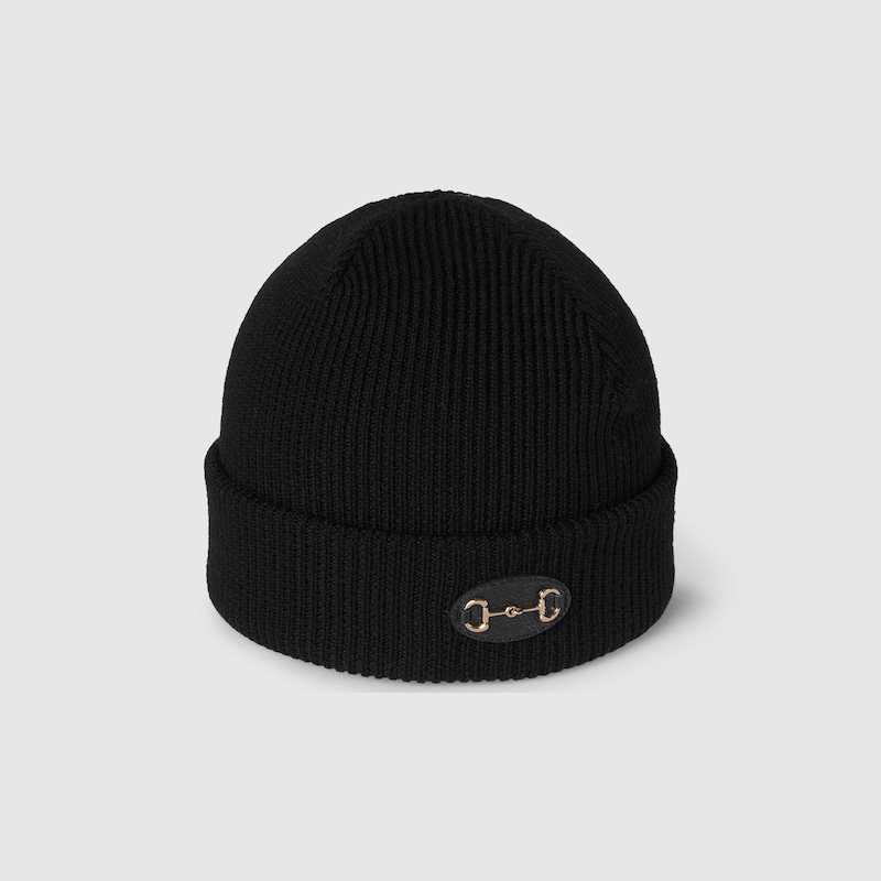 Gucci Wool Hat With Horsebit In Black