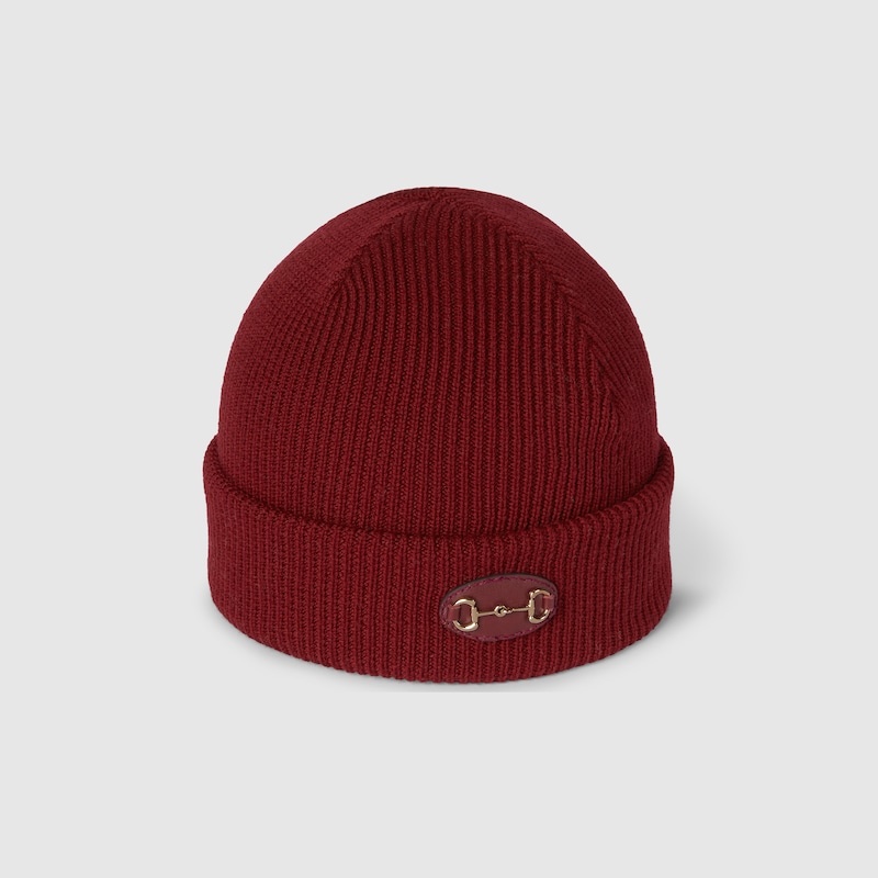 Gucci Wool Hat With Horsebit In Burgundy
