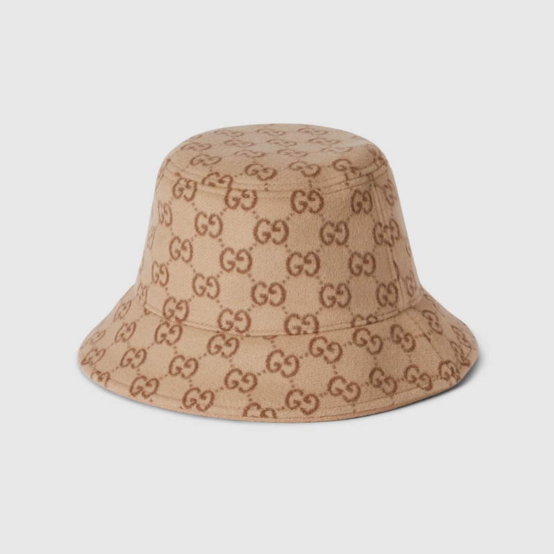 Gucci Gg Jacquard Wool Bob Hat In Nude