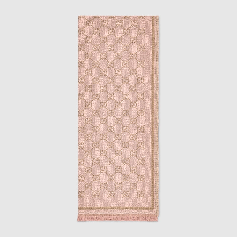 Gucci Gg Wool Scarf In Pink