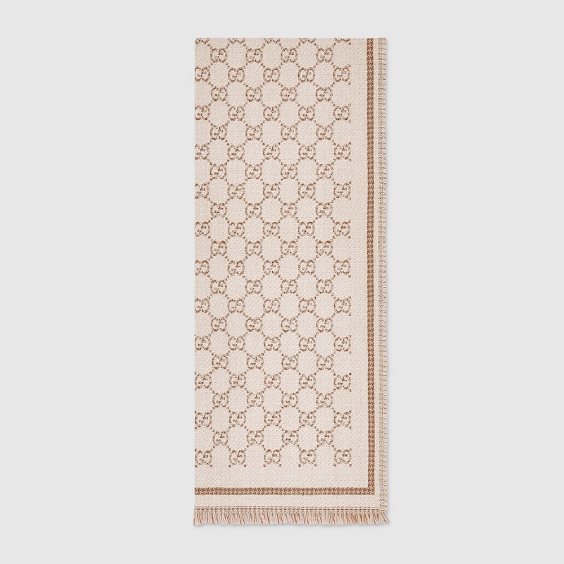Gucci Gg Wool Scarf In Neutral