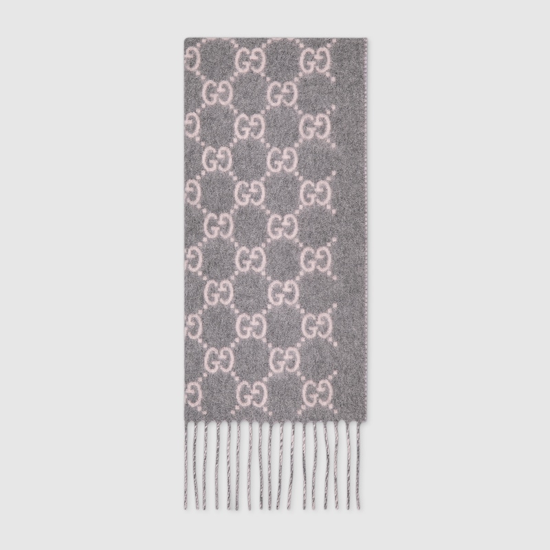 Gucci Gg Cashmere Scarf In Gray