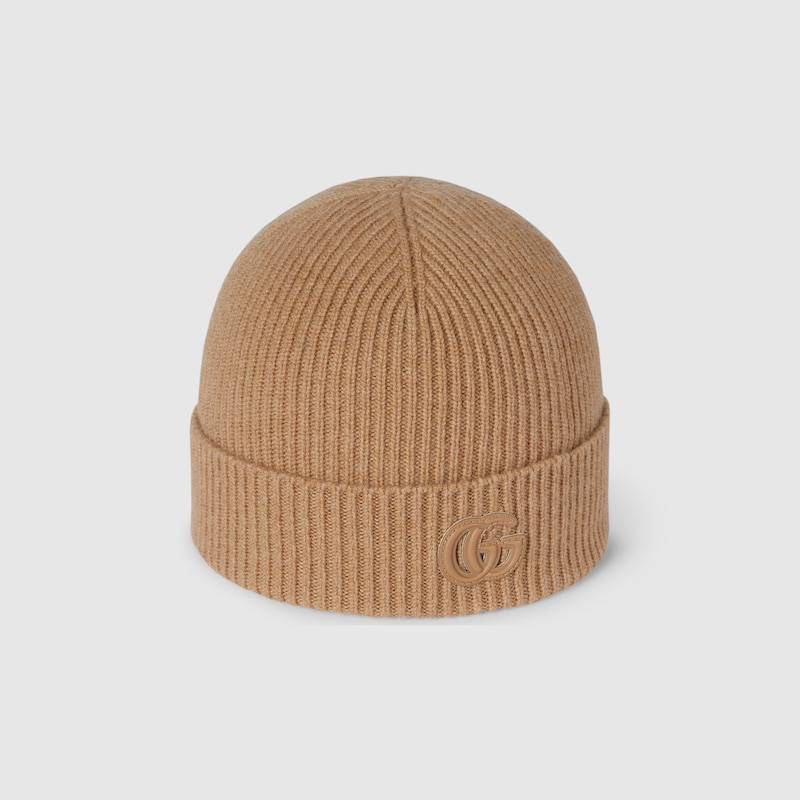 Gucci Cashmere Hat With Patch In Sand
