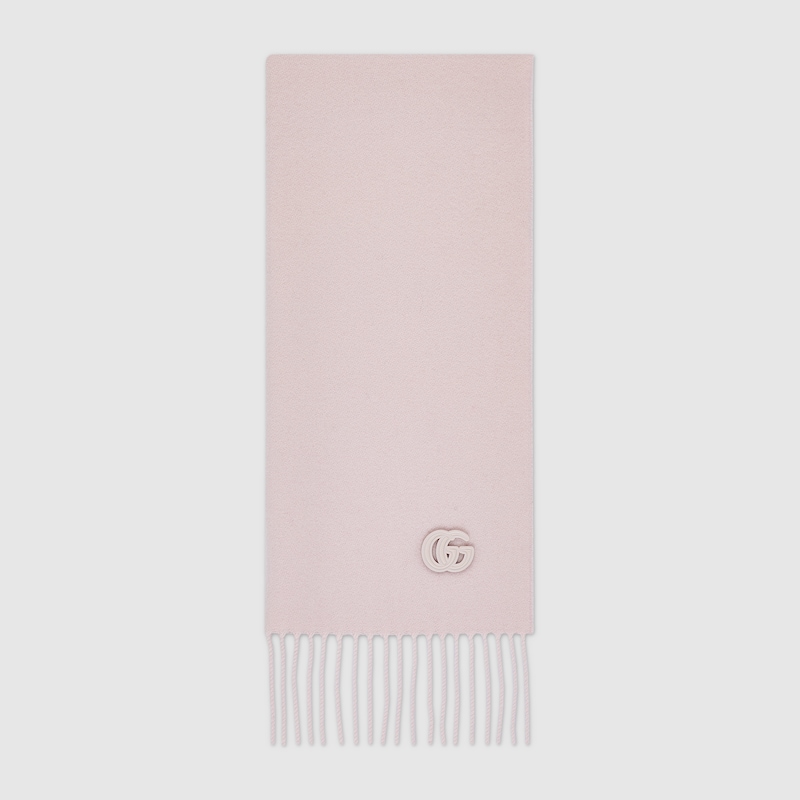 Gucci Cashmere Scarf With Patch In Pink