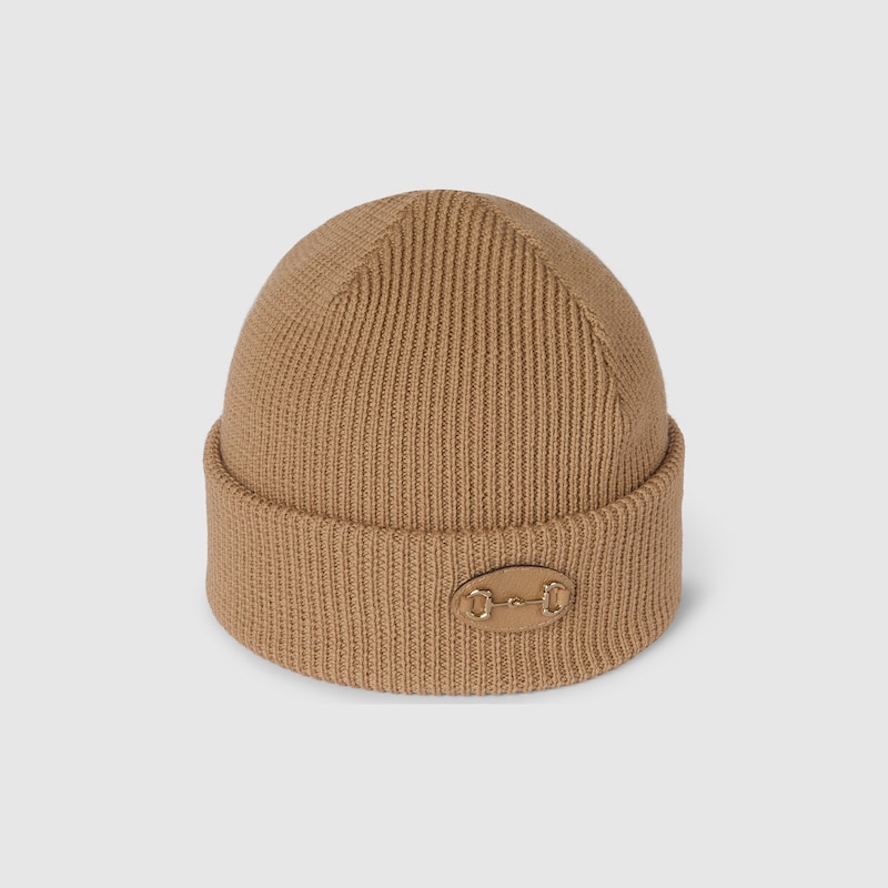 Gucci Wool Hat With Horsebit In Sand
