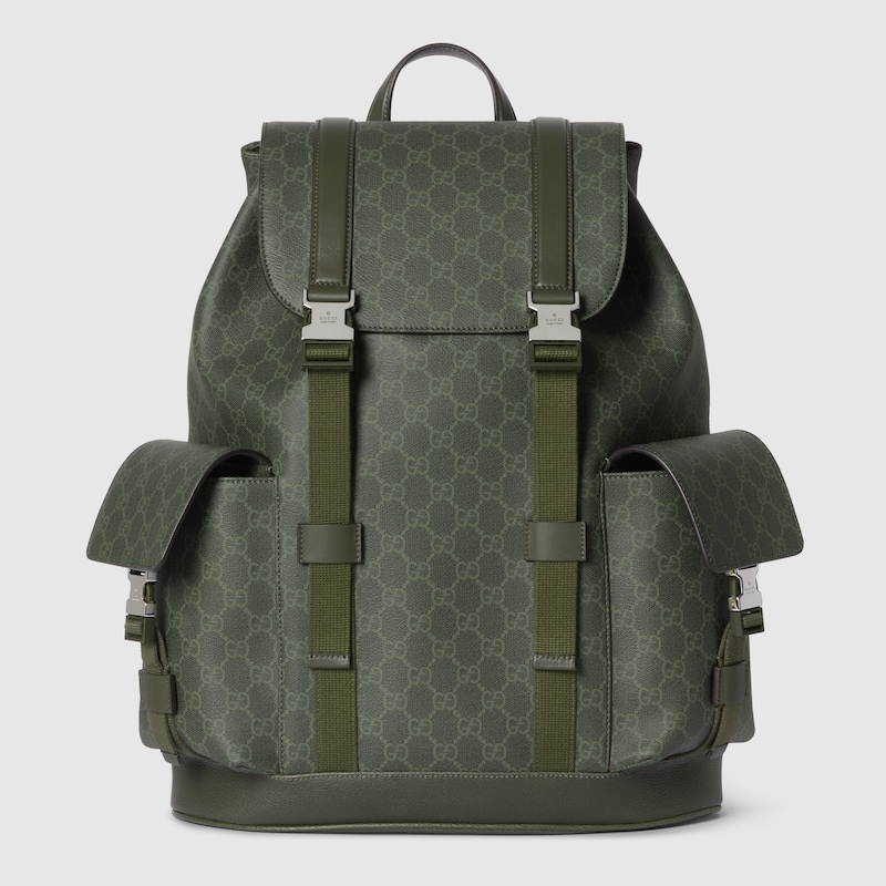 Gucci Gg Monogram Large Backpack In Green