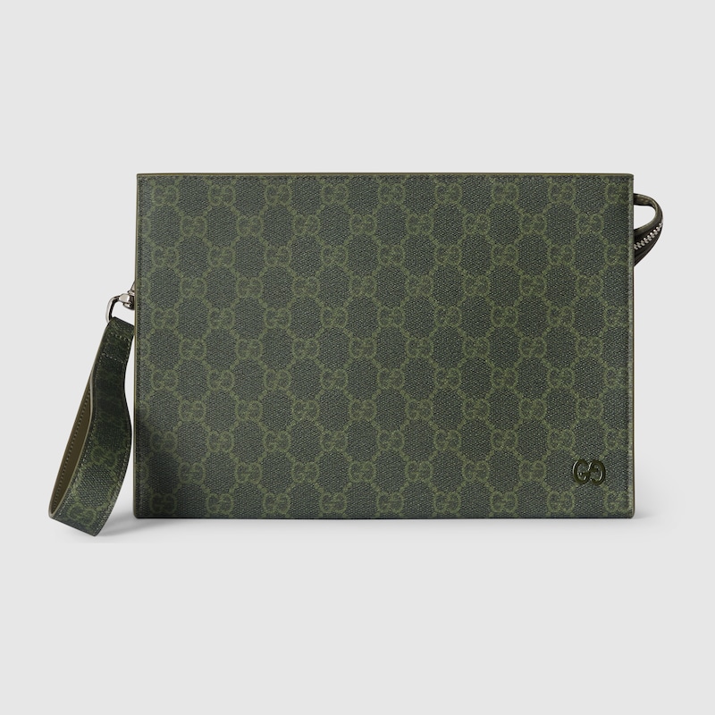 Gucci Gg Monogram Small Pouch In Green