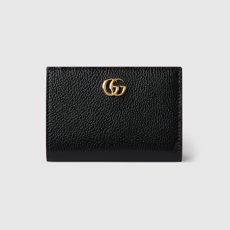 Gucci Bi-color Gg Marmont Small Wallet In Black