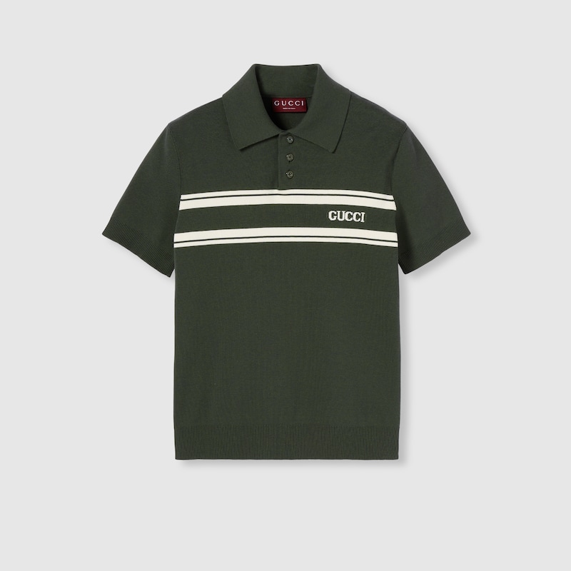 Gucci Silk Cotton Polo Shirt With Intarsia