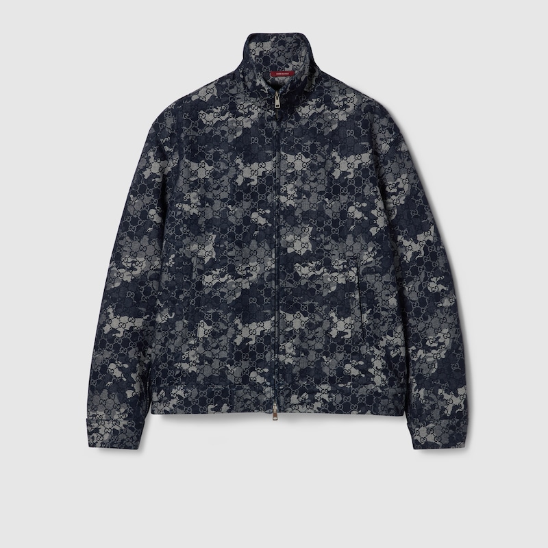 Gucci Gg Jacquard Denim Jacket In Blue