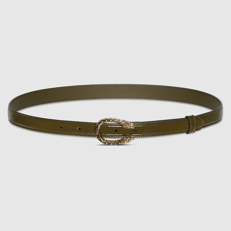 Gucci Thin Belt With Dionysus Buckle In Green