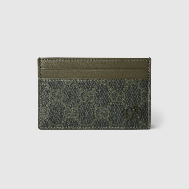 Gucci Gg Monogram Card Case In Green