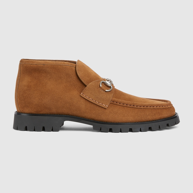 Gucci Men's Ankle Boot With Horsebit In Brown