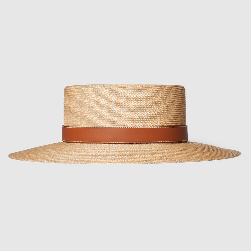 Gucci Straw Hat With Leather Detail | Thumbnail 2