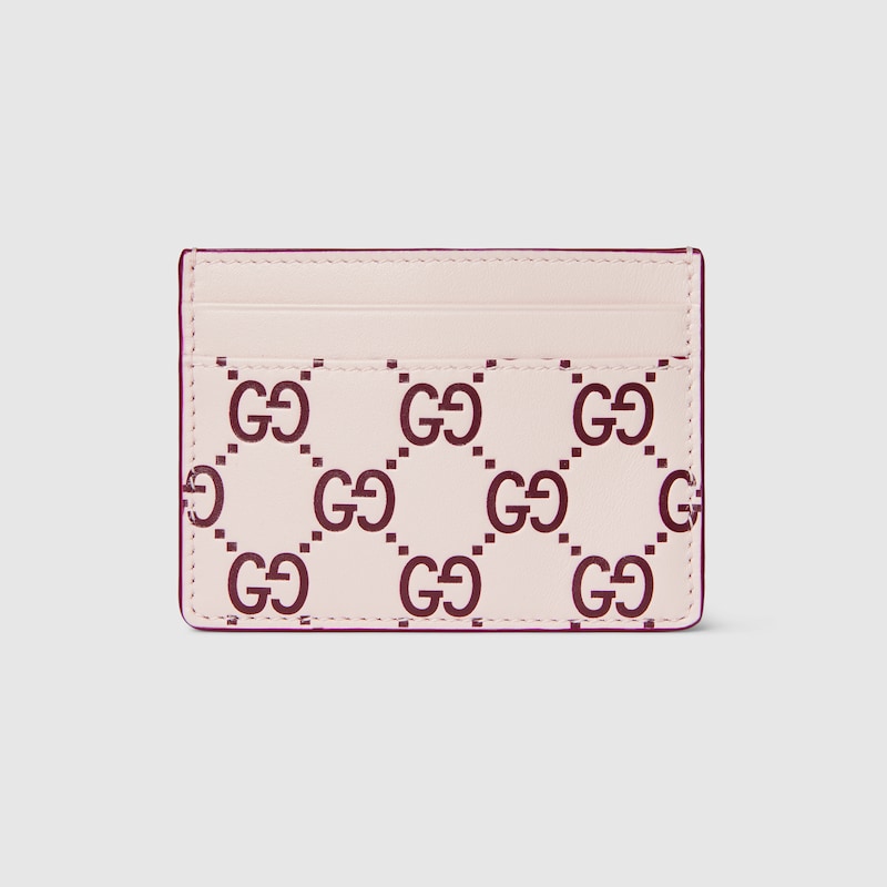 Gucci Gg Emblem Card Case In Pink