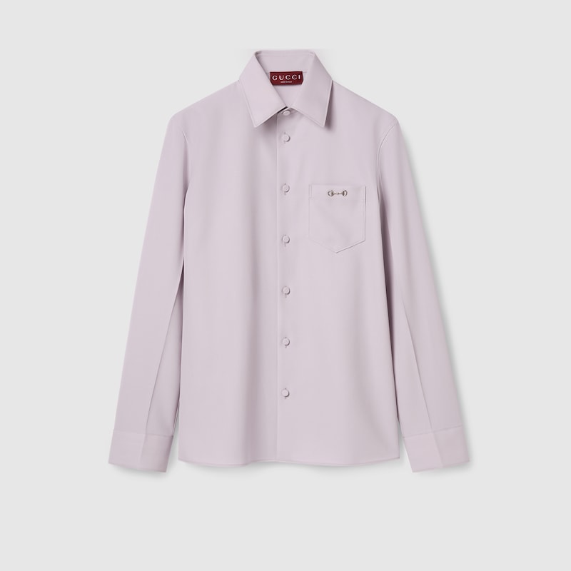 Gucci Wool Gabardine Shirt With Horsebit In Purple