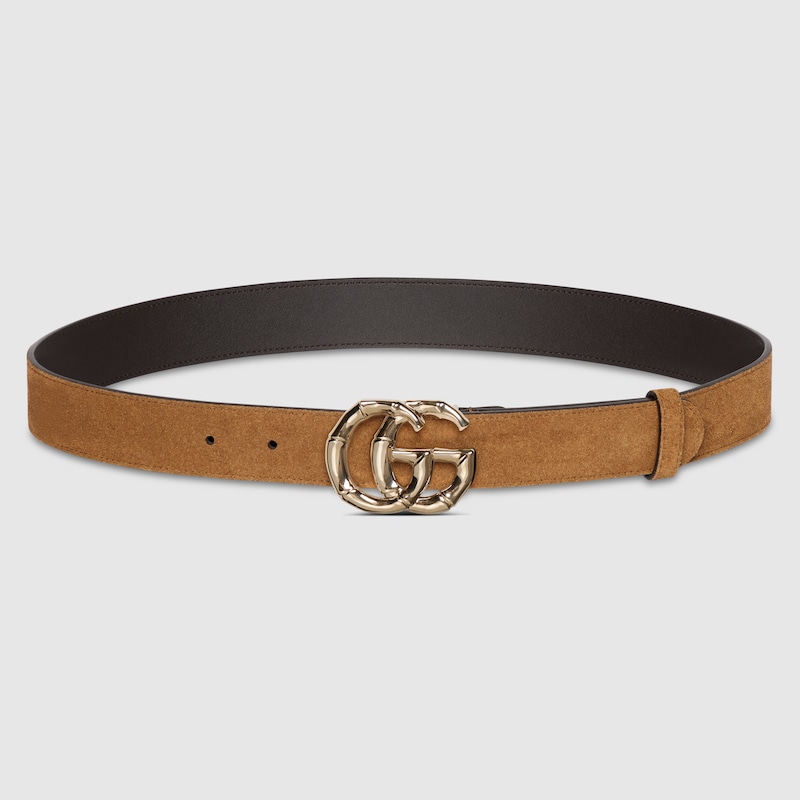 Gucci Suede Belt Gold-tone Hardware In Brown