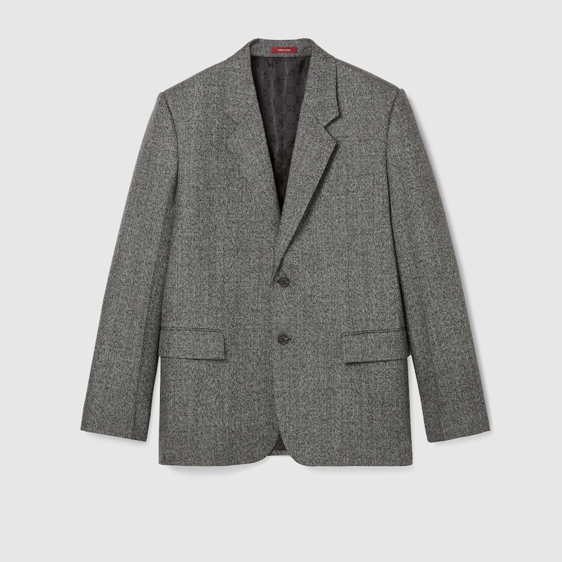 Gucci Wool Mouliné Jacket In Gray
