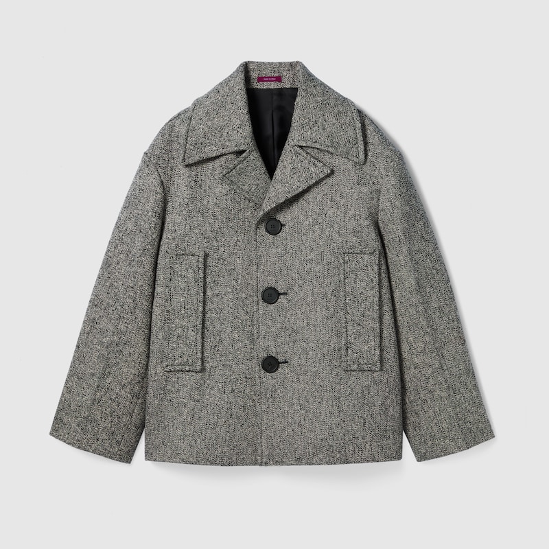 Gucci Double Cotton Wool Caban In Gray