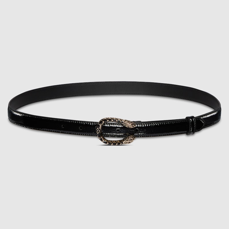 Gucci Thin Belt With Dionysus Buckle In Black