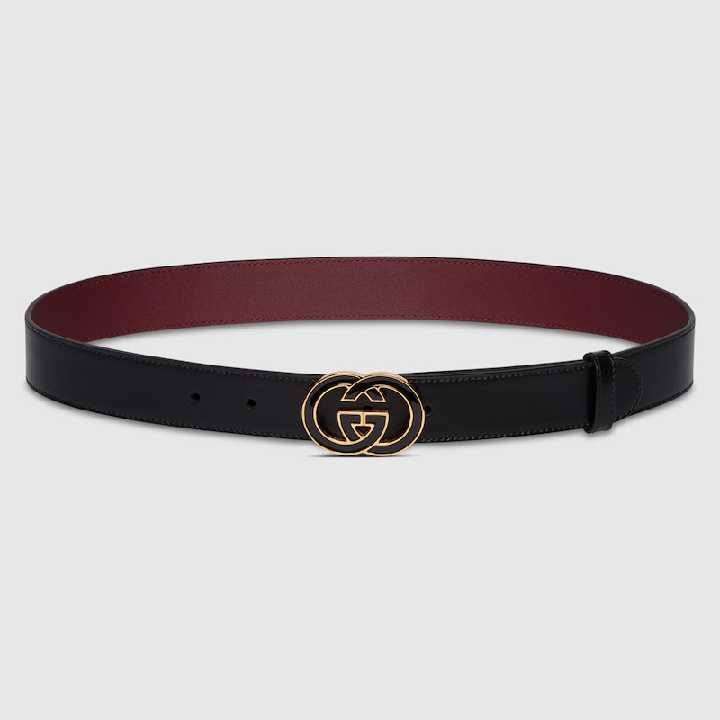 Gucci Belt With Interlocking G Buckle In Black