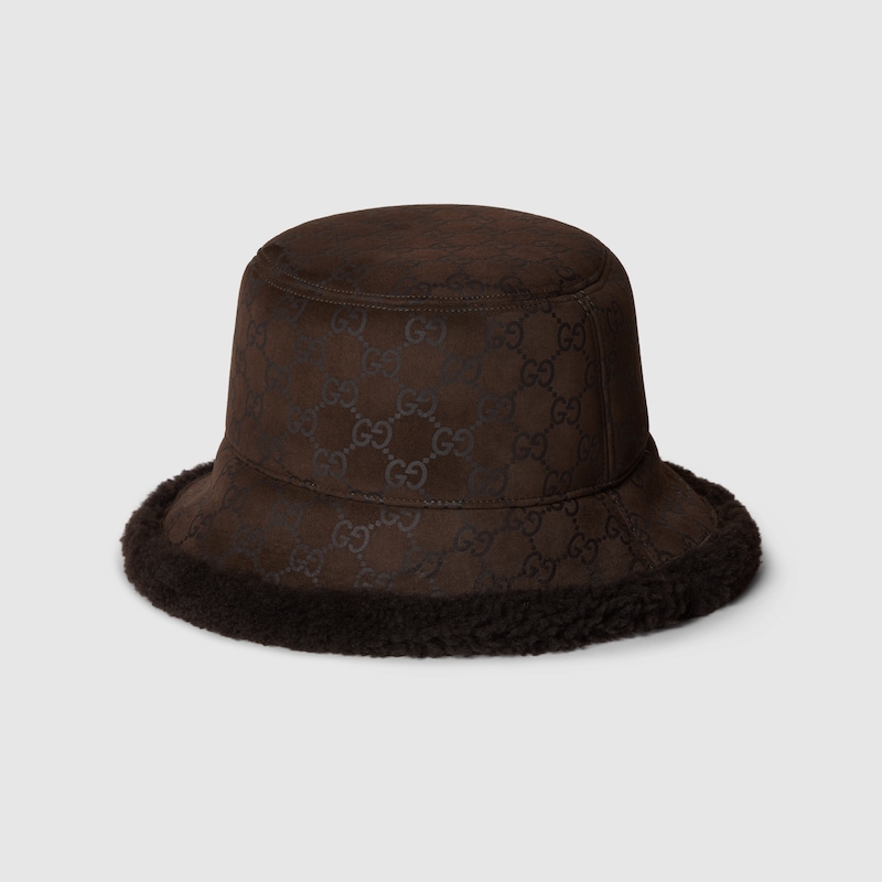 Gucci Gg Suede And Merino Wool Hat In Brown