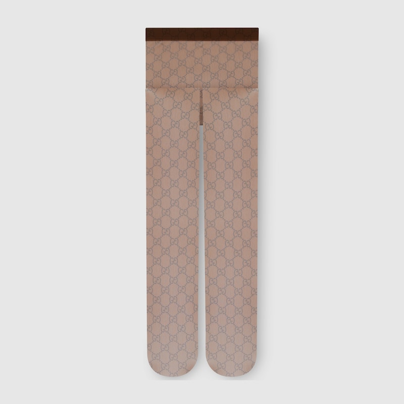 Gucci Printed Stretch Nylon Tights In Brown