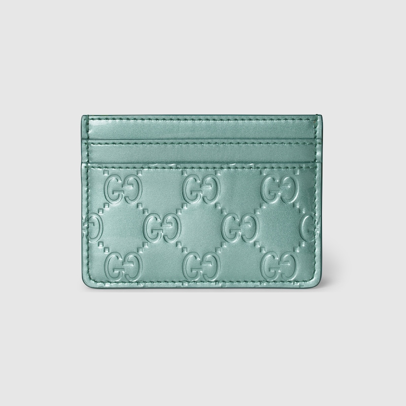Gucci Gg Emblem Card Case In Blue