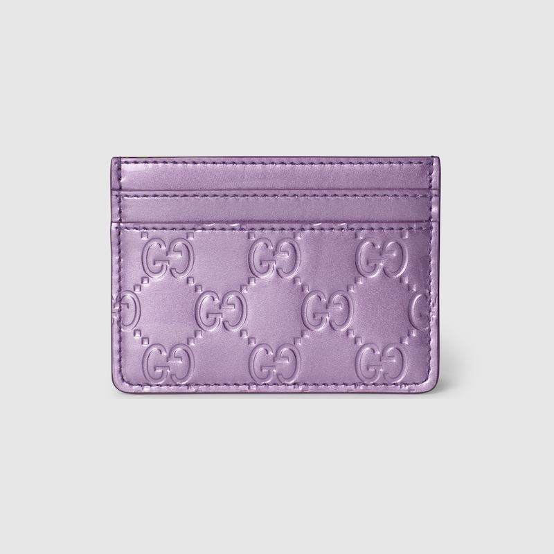 Gucci Gg Emblem Card Case In Pink