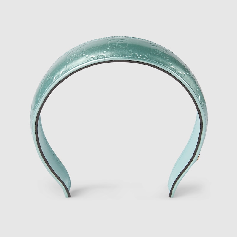 Gucci Gg Leather Hairband In Blue