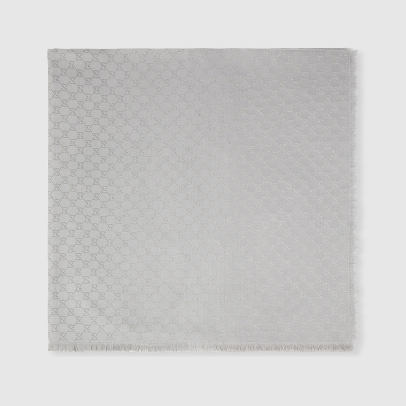 Gucci Printed GG Cotton Wool Lamé Shawl | Thumbnail 2 Gucci Printed GG Cotton Wool Lamé Shawl | Thumbnail 2