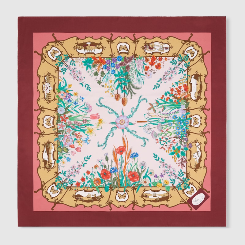 Gucci Printed Silk Twill Carré In Multi