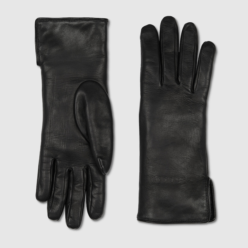 Gucci Leather Gloves In Black