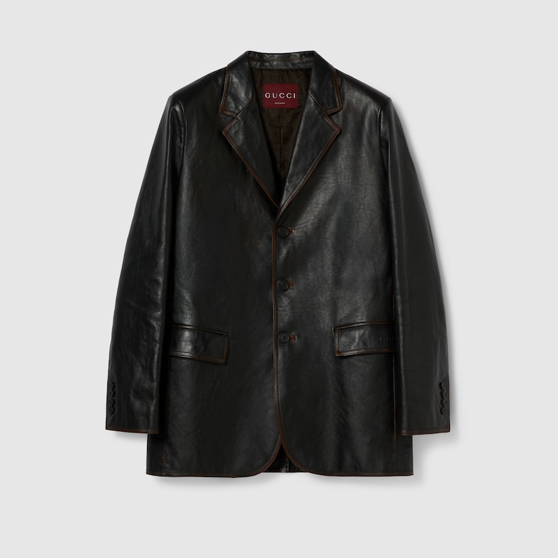 Gucci Soft Aged-effect Leather Jacket In Black