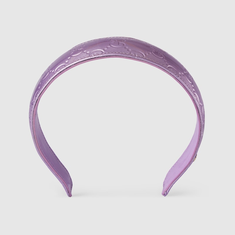 Gucci Gg Leather Hairband In Purple