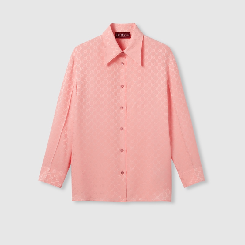 Gucci Gg Silk Jacquard Shirt In Pink