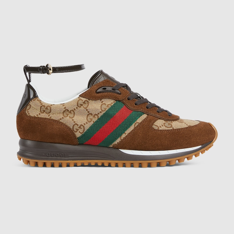 Gucci Re-motion Suede-trimmed Sneakers In Brown