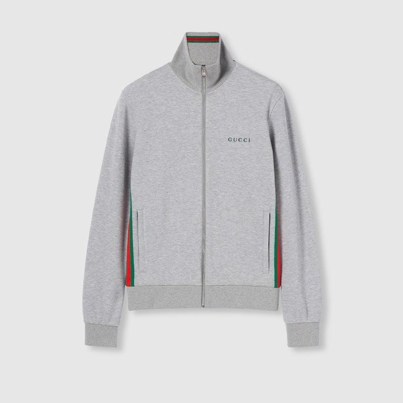 Gucci Cotton Piquet Double Zip Jacket In Gray
