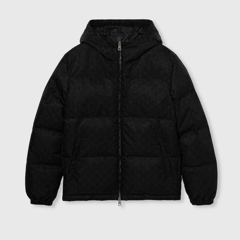 Gucci Down Jacket With Hood And Elastic Cuffs In Black