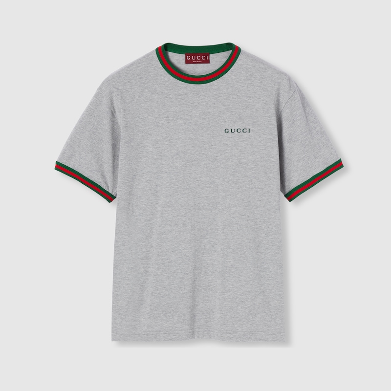 Gucci Cotton Jersey T-shirt With Embroidery In Gray