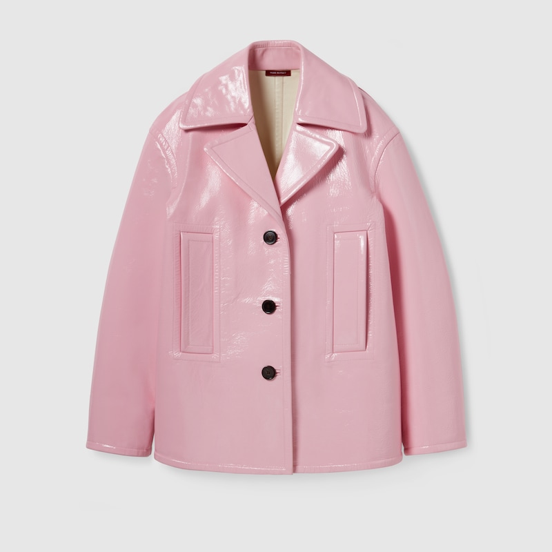 Gucci Naplak Leather Jacket In Pink