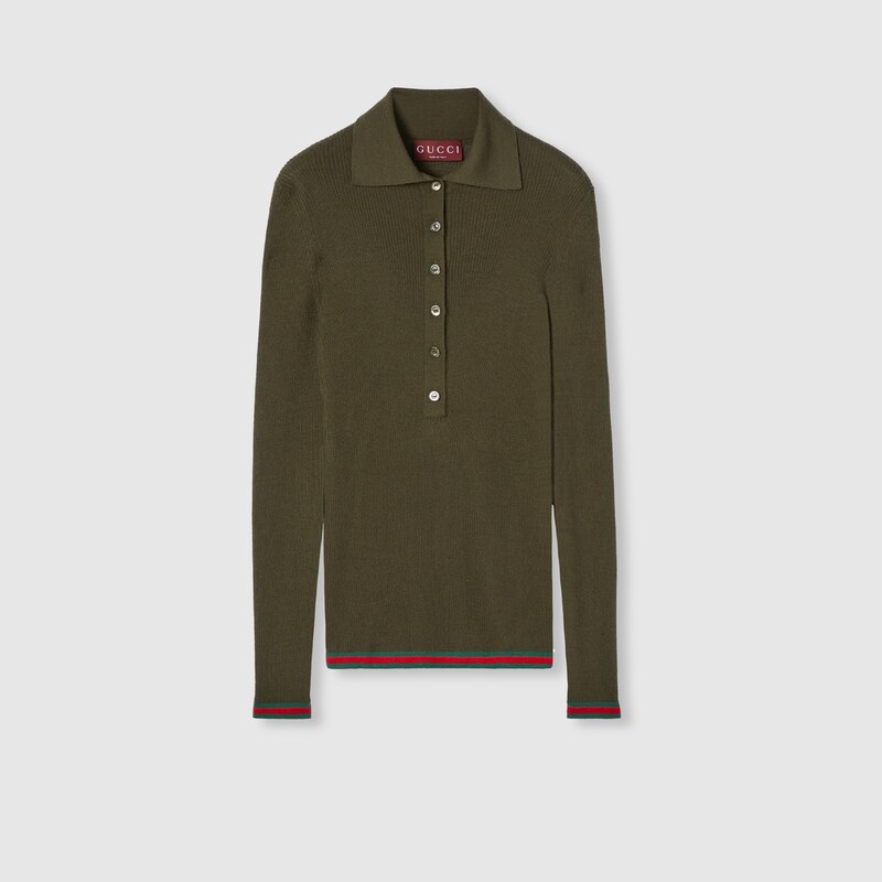 Gucci Cashmere Silk Top With Embroidery In Green