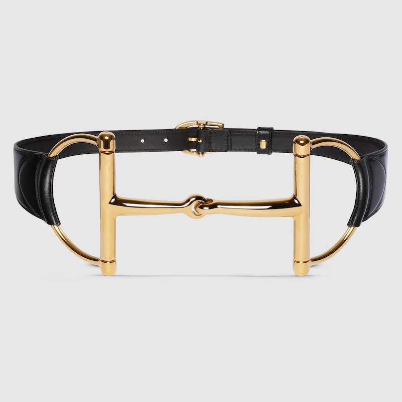 Gucci Wide Belt With Oversized Horsebit In Black