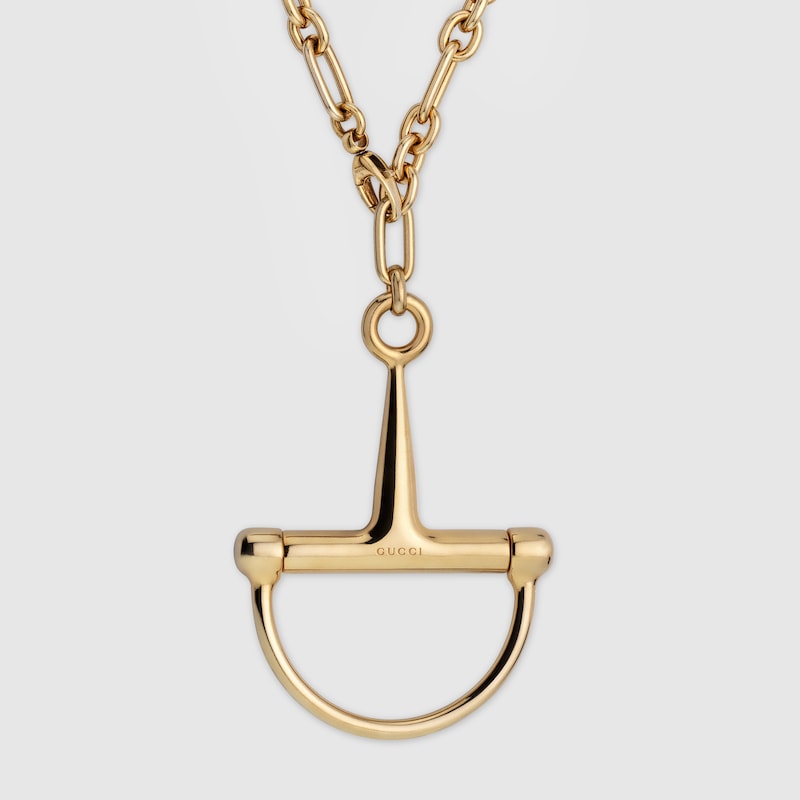 Gucci Long Chain Necklace With Removable Stirrup Pendant In Gold