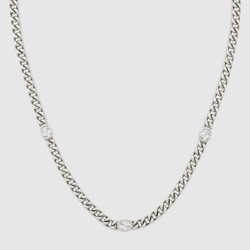 Gucci Interlokcing Necklace In Gray