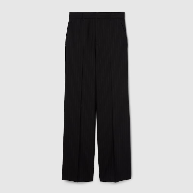 Gucci Pinstripe Wool Jacquard Pants In Black