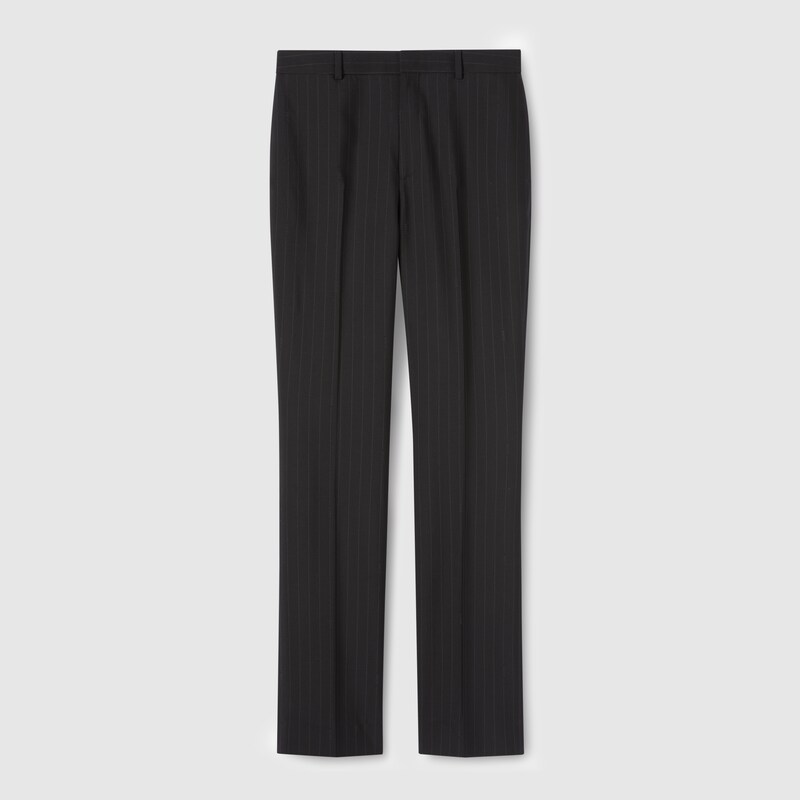 Gucci Pinstripe  Wool Jacquard Pants In Black